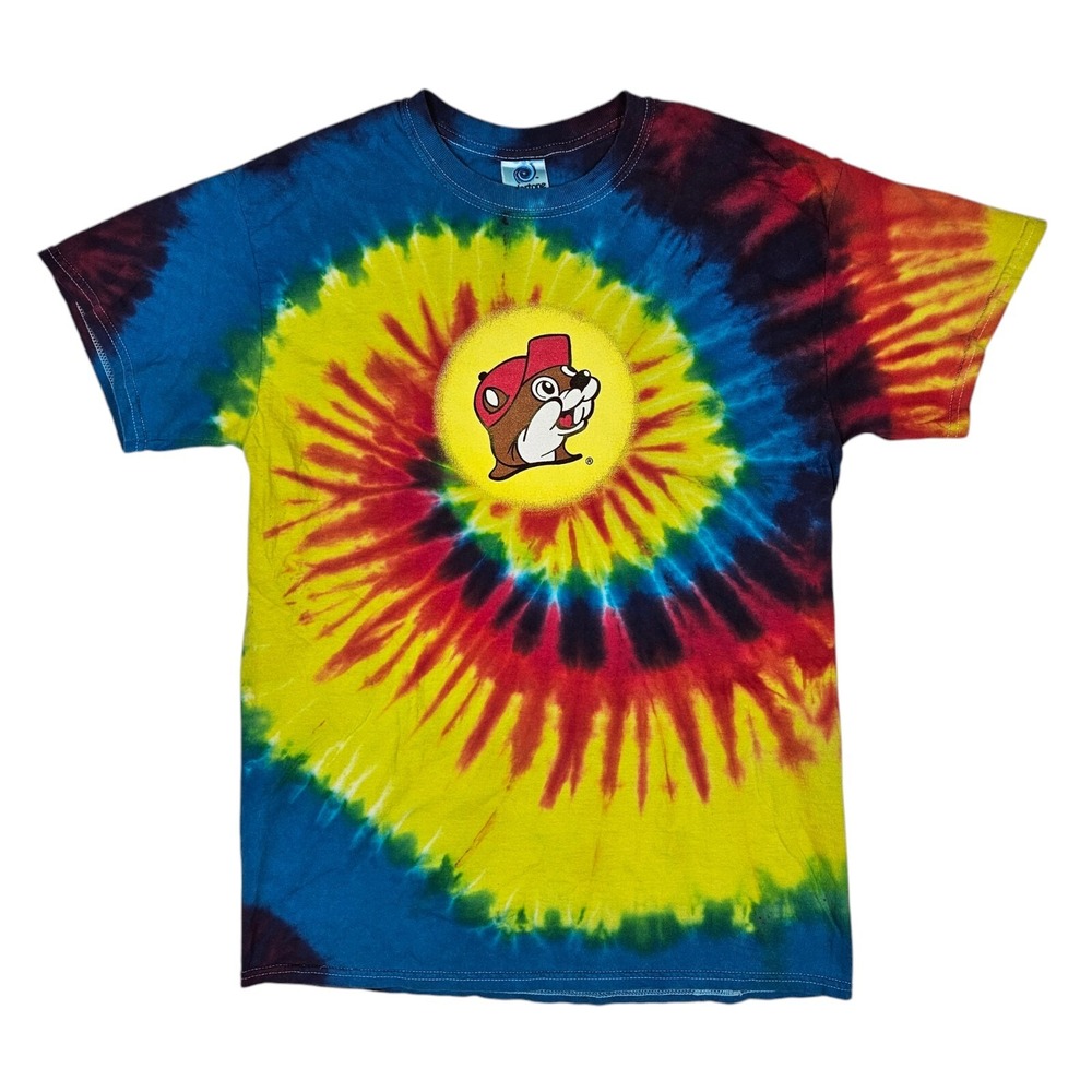 Bucees Unisex Medium Short Sleeve T-Shirt Tie Dye Beaver Graphic Tee Peace Love